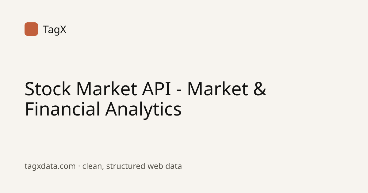 Stock Market API - Market & Financial Analytics
